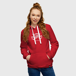 Толстовка-худи хлопковая женская Detroit Red Wings: Est.1926, цвет: красный — фото 2