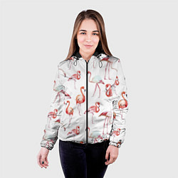 Куртка с капюшоном женская Действия фламинго, цвет: 3D-черный — фото 2