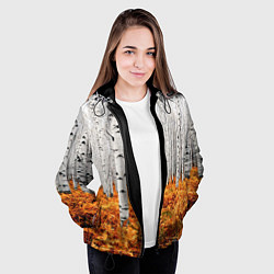 Куртка с капюшоном женская Березовая роща, цвет: 3D-черный — фото 2