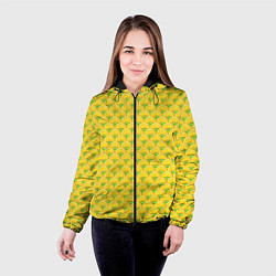 Куртка с капюшоном женская Текстура лимон-лайм, цвет: 3D-черный — фото 2