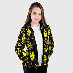 Куртка с капюшоном женская Новогодний, цвет: 3D-черный — фото 2