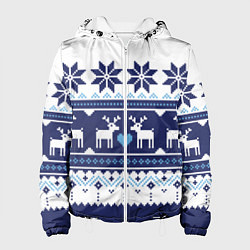 Куртка с капюшоном женская Скандинавские олени, цвет: 3D-белый