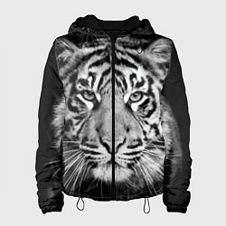 Куртка с капюшоном женская Мордочка тигра, цвет: 3D-черный