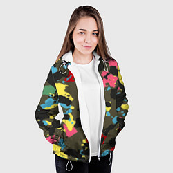Куртка с капюшоном женская Цветной камуфляж, цвет: 3D-белый — фото 2