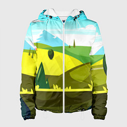 Куртка с капюшоном женская Летние поля, цвет: 3D-белый