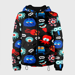 Куртка с капюшоном женская Милые монстры, цвет: 3D-черный