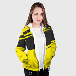 Куртка с капюшоном женская Чёрно-жёлтый, цвет: 3D-белый — фото 2
