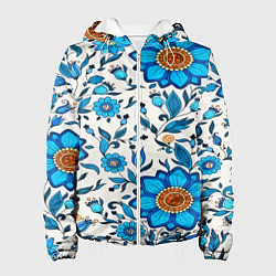 Куртка с капюшоном женская Цветочный узор, цвет: 3D-белый