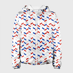 Куртка с капюшоном женская Россия: триколор-узор, цвет: 3D-белый