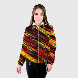 Куртка с капюшоном женская Темные полоски, цвет: 3D-белый — фото 2