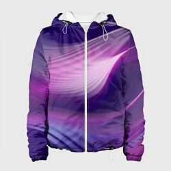Куртка с капюшоном женская Фиолетовые Волны, цвет: 3D-белый