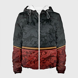 Куртка с капюшоном женская Узоры Black and Red, цвет: 3D-белый