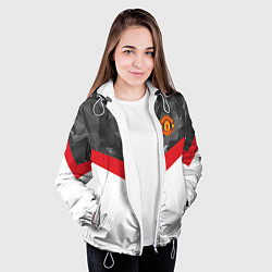Куртка с капюшоном женская Man United FC: Grey Polygons, цвет: 3D-белый — фото 2