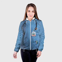 Куртка с капюшоном женская Костюм врача, цвет: 3D-белый — фото 2