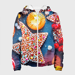 Куртка с капюшоном женская Новогодняя фантазия, цвет: 3D-белый