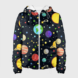 Куртка с капюшоном женская Солнечная система, цвет: 3D-белый