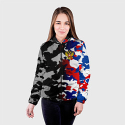 Куртка с капюшоном женская РФ Милитари: Выгорание, цвет: 3D-черный — фото 2