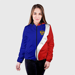 Куртка с капюшоном женская Герб РФ Триколор, цвет: 3D-черный — фото 2