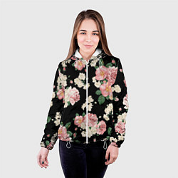 Куртка с капюшоном женская Floral Pattern, цвет: 3D-белый — фото 2