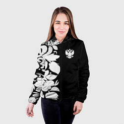 Куртка с капюшоном женская Russia: B&W Floral, цвет: 3D-черный — фото 2
