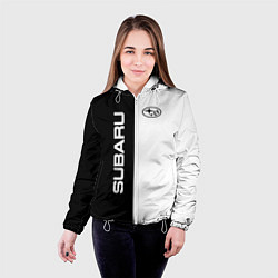 Куртка с капюшоном женская Subaru B&W, цвет: 3D-белый — фото 2
