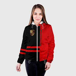 Куртка с капюшоном женская Porsche: Red Sport, цвет: 3D-белый — фото 2