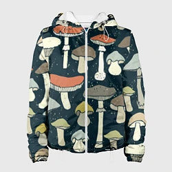 Куртка с капюшоном женская Грибной лес, цвет: 3D-белый