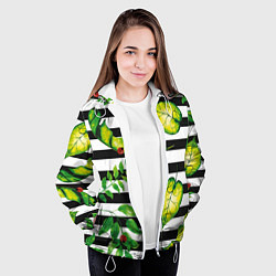 Куртка с капюшоном женская Полосатые тропики, цвет: 3D-белый — фото 2