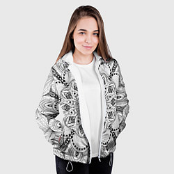Куртка с капюшоном женская Линейная мандала, цвет: 3D-белый — фото 2