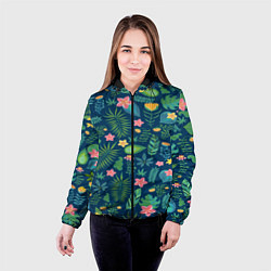 Куртка с капюшоном женская Тропический лес, цвет: 3D-черный — фото 2