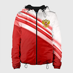 Куртка с капюшоном женская Россия: красная волна, цвет: 3D-черный