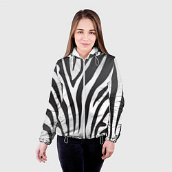 Куртка с капюшоном женская Африканская зебра, цвет: 3D-белый — фото 2