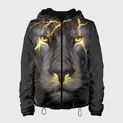 Куртка с капюшоном женская Лев с молнией, цвет: 3D-черный