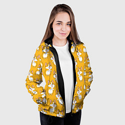 Куртка с капюшоном женская Корги паттерн, цвет: 3D-черный — фото 2