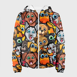 Куртка с капюшоном женская Веселые собаки, цвет: 3D-белый