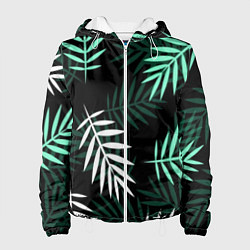Куртка с капюшоном женская Листья пальмы, цвет: 3D-белый