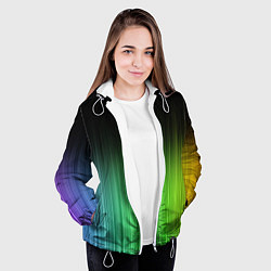 Куртка с капюшоном женская Неоновые полосы - Минимализм, цвет: 3D-белый — фото 2