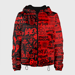 Куртка с капюшоном женская ЛОГОТИПЫ РОК ГРУПП, цвет: 3D-черный