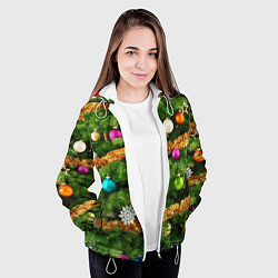 Куртка с капюшоном женская Живая новогодняя ёлка, цвет: 3D-белый — фото 2