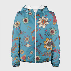 Куртка с капюшоном женская Цветочный рай узор, цвет: 3D-белый