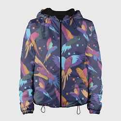 Куртка с капюшоном женская Райские попугаи, цвет: 3D-черный