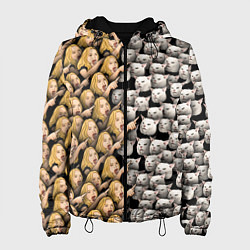 Куртка с капюшоном женская Девушки орут на котиков, цвет: 3D-черный