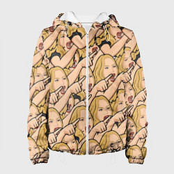 Куртка с капюшоном женская Many women yelling at Cat meme, цвет: 3D-белый