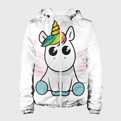 Куртка с капюшоном женская Милый единорожка, цвет: 3D-белый