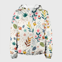Куртка с капюшоном женская Цветочный орнамент, цвет: 3D-белый
