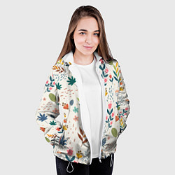 Куртка с капюшоном женская Цветочный орнамент, цвет: 3D-белый — фото 2