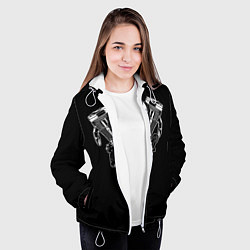 Куртка с капюшоном женская Движковый череп, цвет: 3D-белый — фото 2