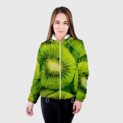 Куртка с капюшоном женская Зеленый киви, цвет: 3D-белый — фото 2