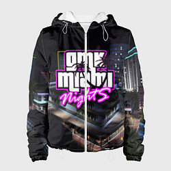 Куртка с капюшоном женская GTA VI: MIAMI NIGHTS, цвет: 3D-белый