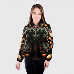 Куртка с капюшоном женская ФРАКТАЛЬНЫЙ ОПТИЧЕСКИЙ УЗОР, цвет: 3D-черный — фото 2